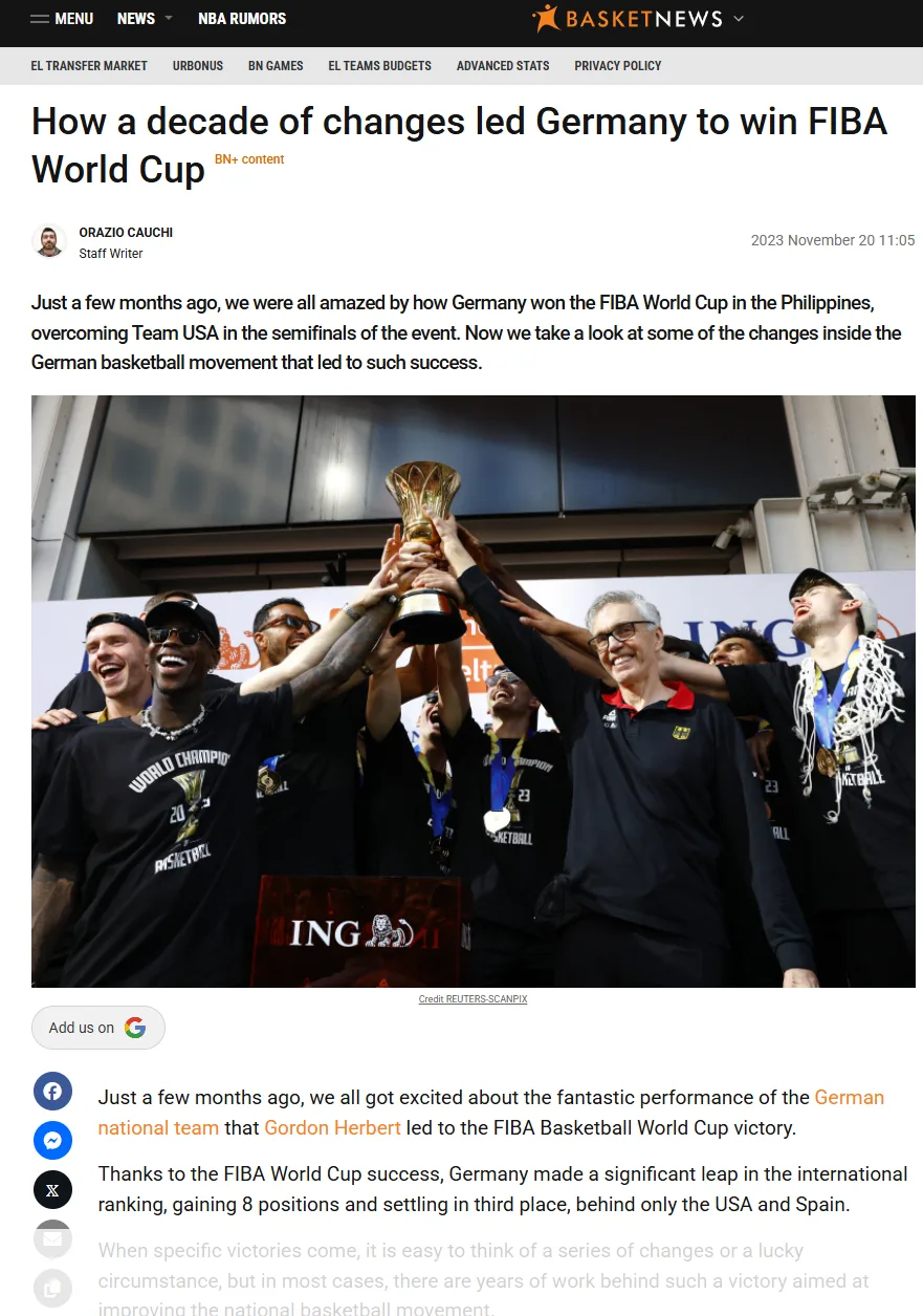 How a decade of changes led Germany to win FIBA World Cup